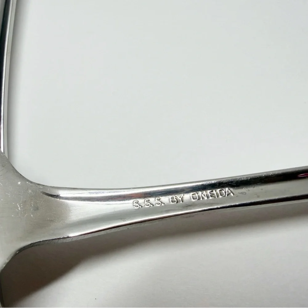 SSS Oneida Trinity Brushed Stainless Serving Spoons and Meat Fork Serveware